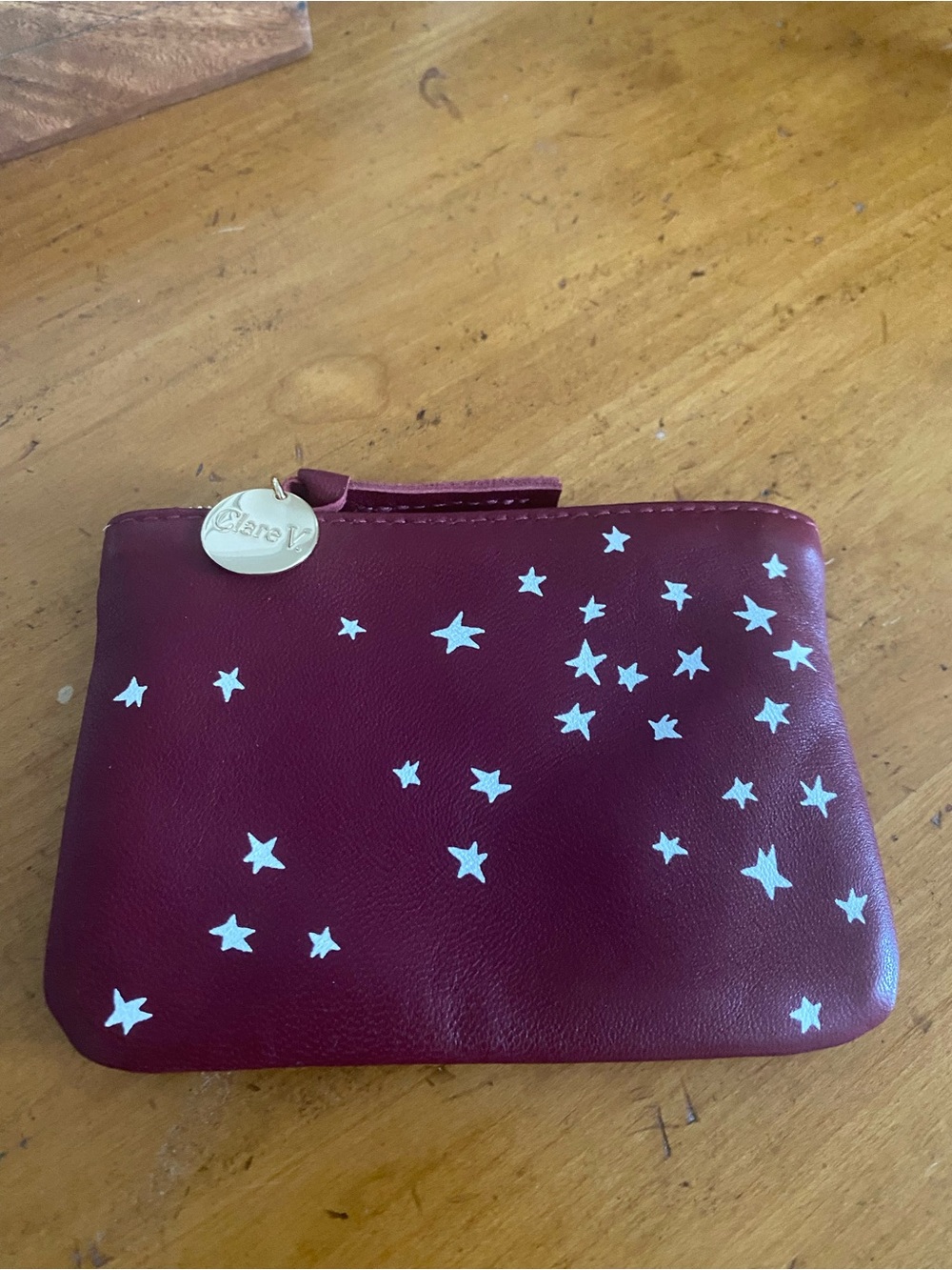 Clare V Burgundy Star Coin Clutch
